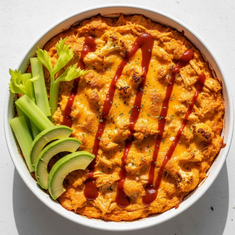 Creamy Buffalo Chicken Dip Bake