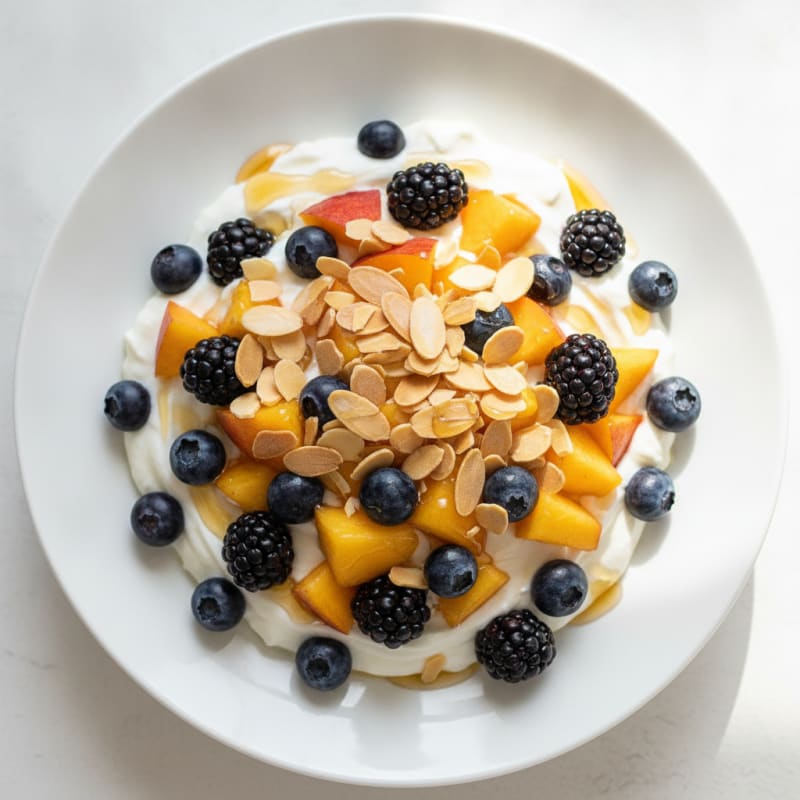 Greek Yogurt Parfait with Blueberries and Blackberries