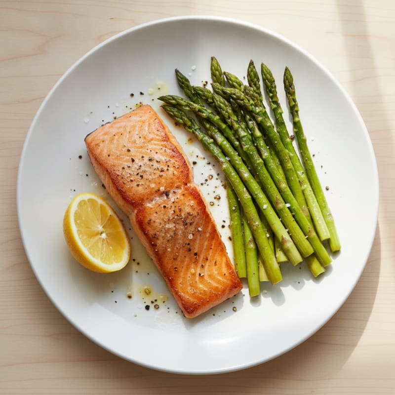 Pan-Seared Salmon with Roasted Asparagus
