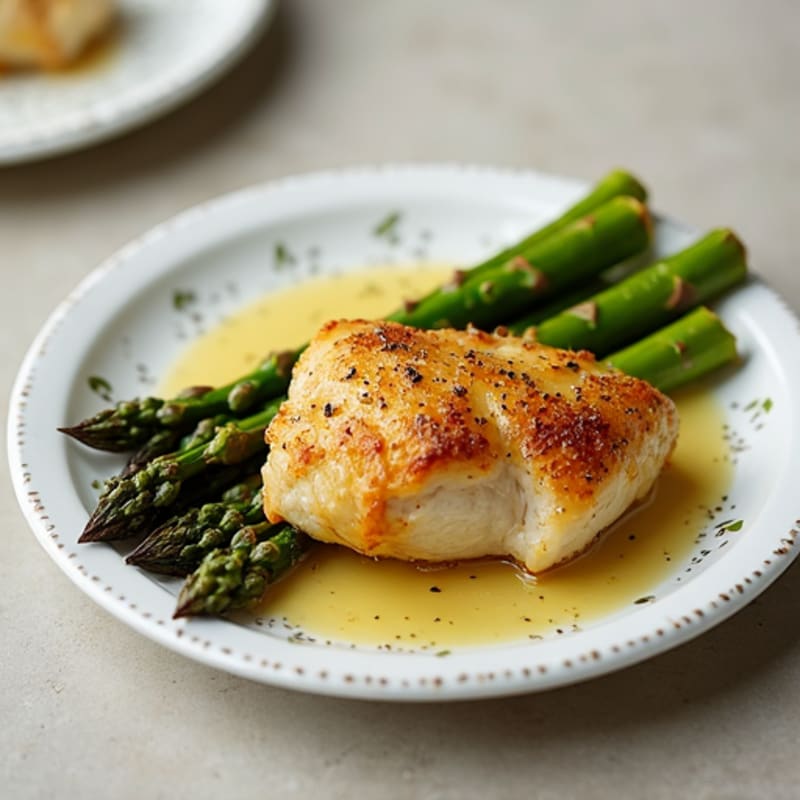 Oven-Baked Lemon Herb Chicken Thighs with Roasted Asparagus