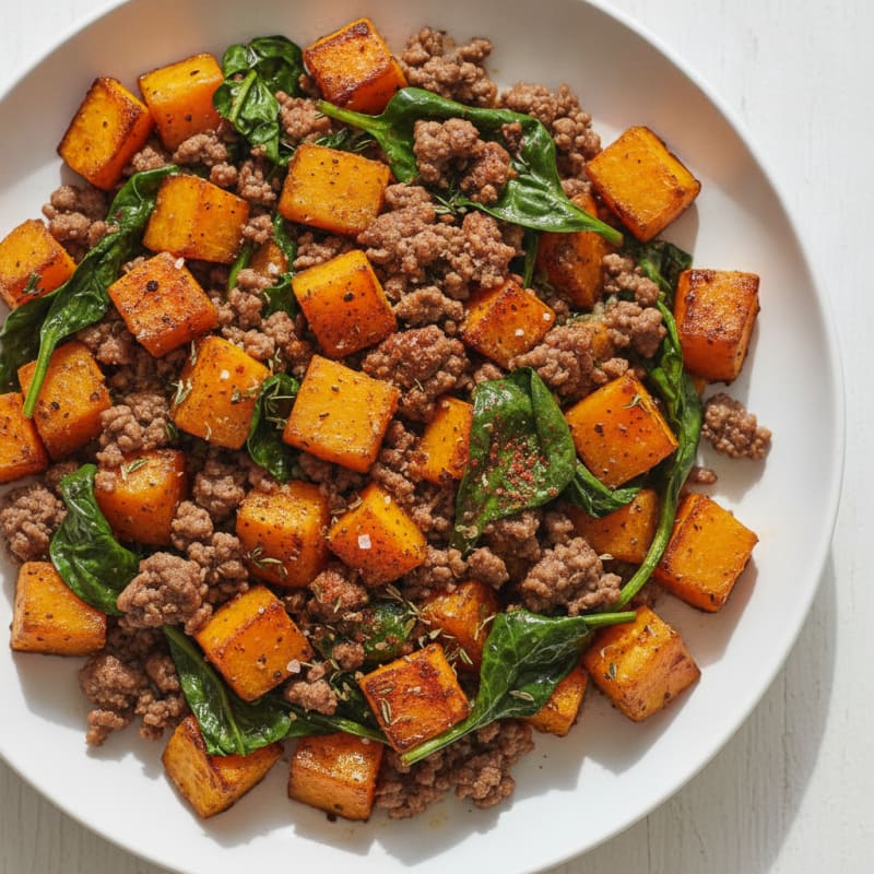 Kabocha Squash Ground Beef Skillet