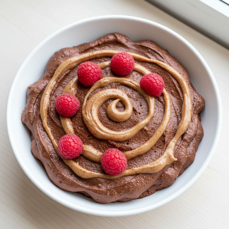 Chocolate Protein Mousse with Almond Butter Swirl