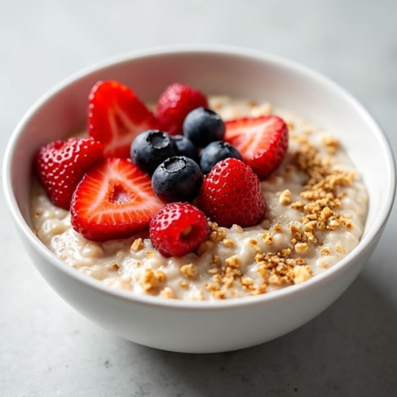 Creamy Cottage Cheese Oatmeal with Chia Seeds and Fresh Berries