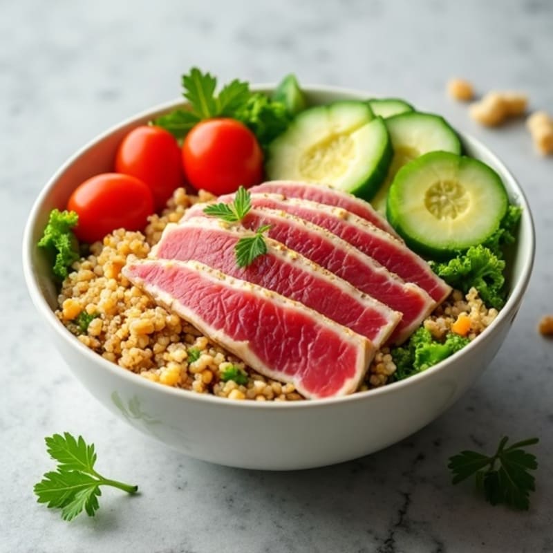 Fresh Tuna and Avocado Grain Bowl with Creamy Sesame Dressing