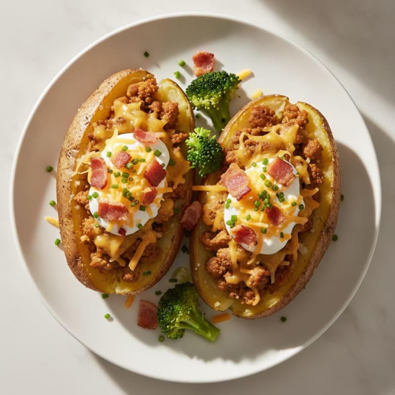 Loaded Baked Potatoes with Crispy Bacon