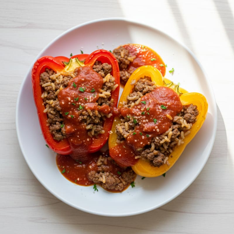 Beef and Rice Stuffed Bell Peppers