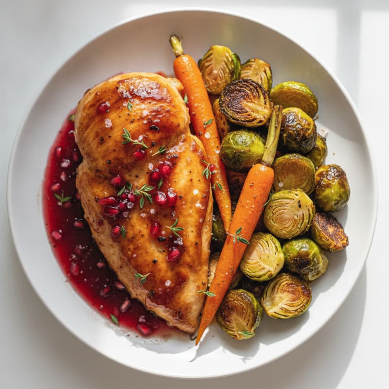 Pomegranate Glazed Chicken with Roasted Vegetables