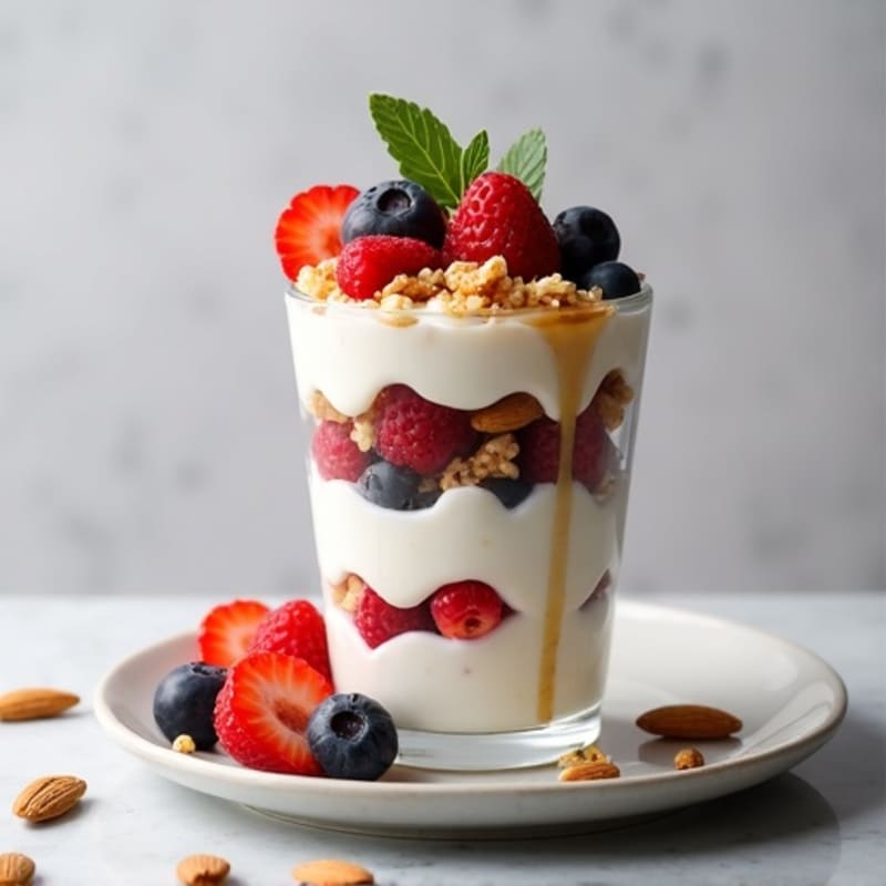 Greek Yogurt Protein Parfait with Berries and Almonds