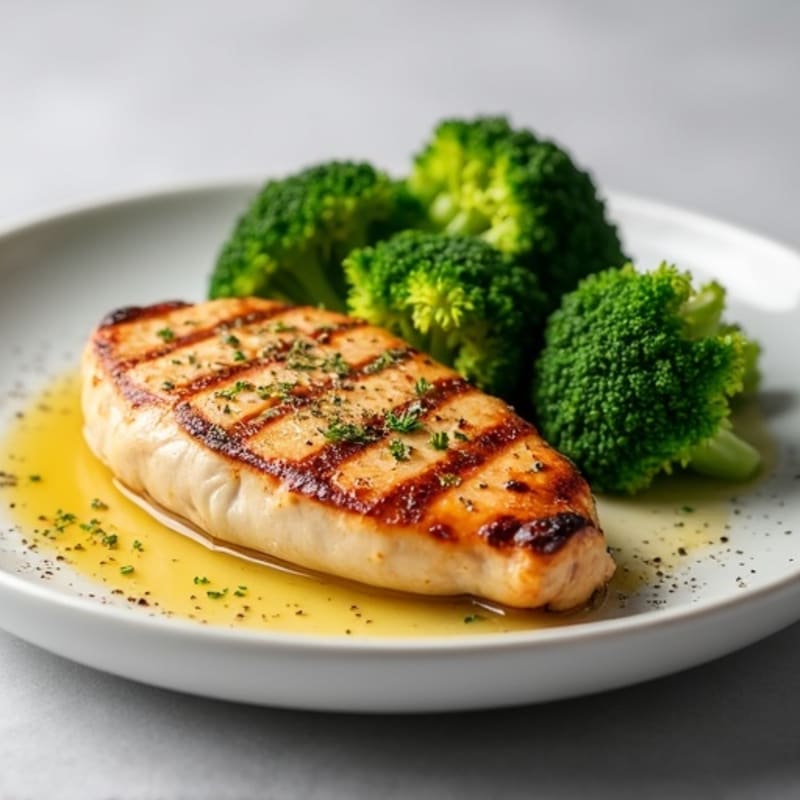 Grilled Chicken Breast with Roasted Broccoli