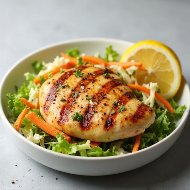Grilled Chicken Breast with Crunchy Cabbage Slaw