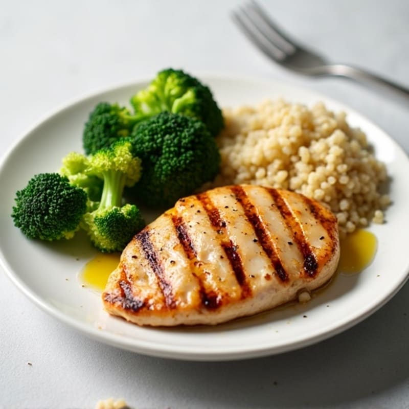 Grilled Chicken Breast with Quinoa and Steamed Broccoli