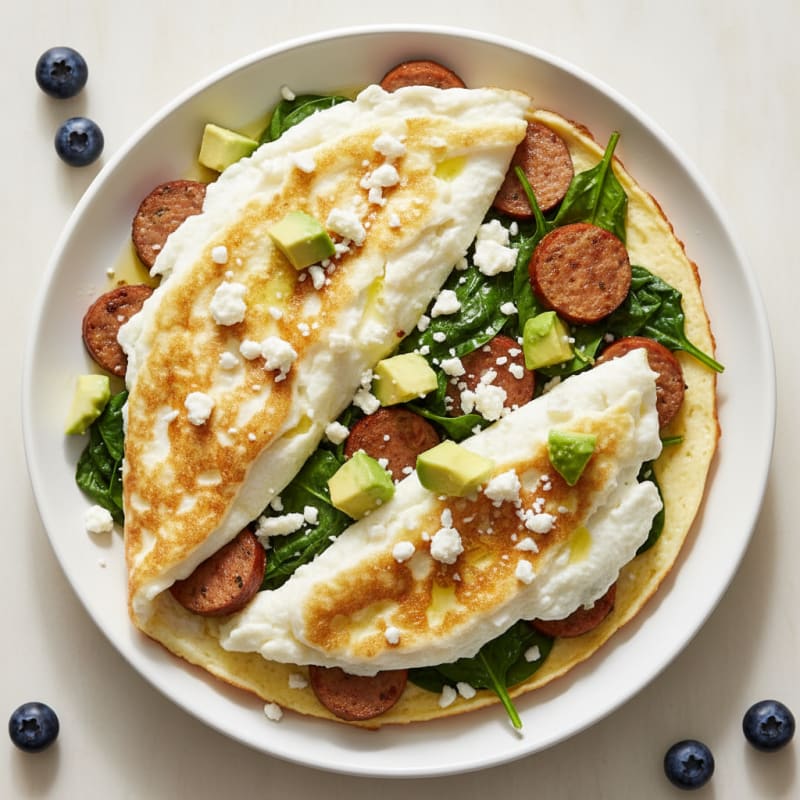 Egg White Omelette with Spinach and Turkey Sausage