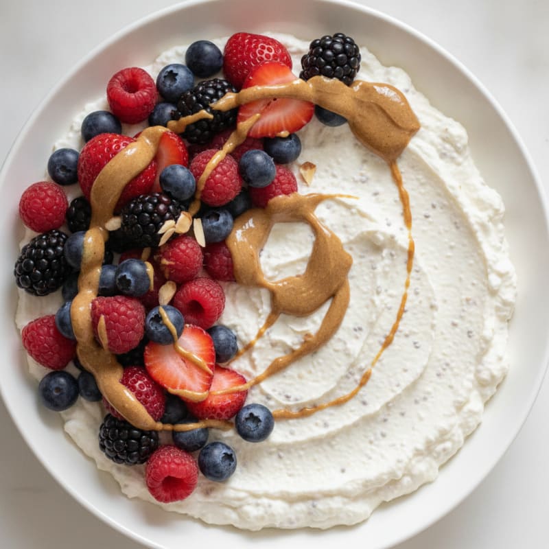 Creamy Greek Yogurt Protein Pudding with Mixed Berries