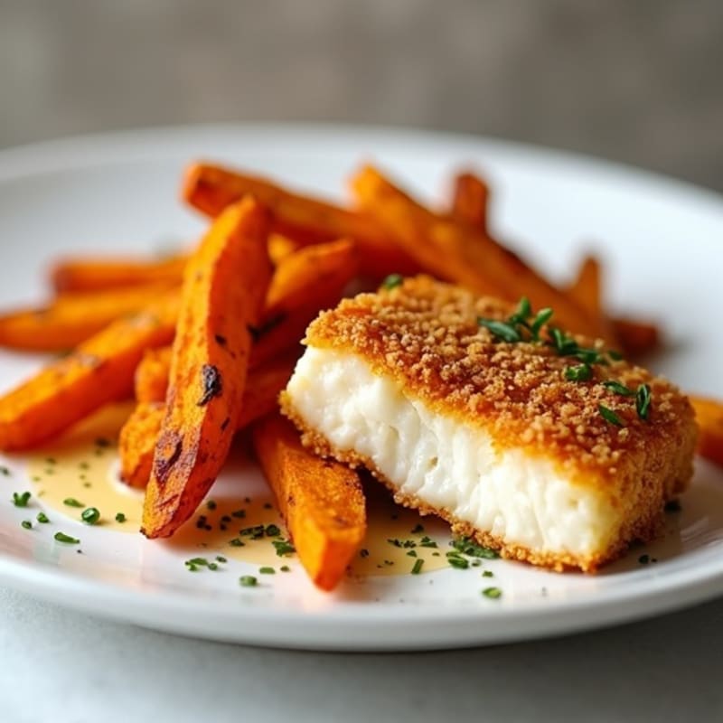 Crispy Baked Cod with Roasted Sweet Potato Fries