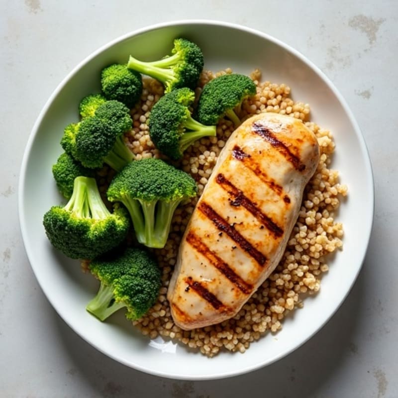 Grilled Chicken Breast with Roasted Broccoli and Quinoa