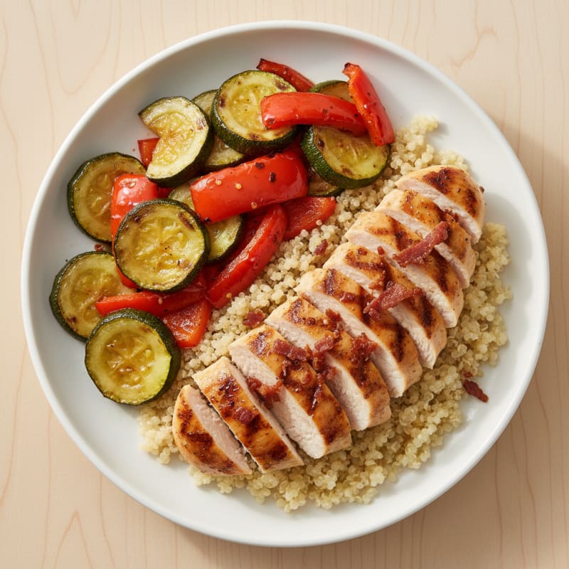 Grilled Chicken Breast with Roasted Vegetables and Quinoa