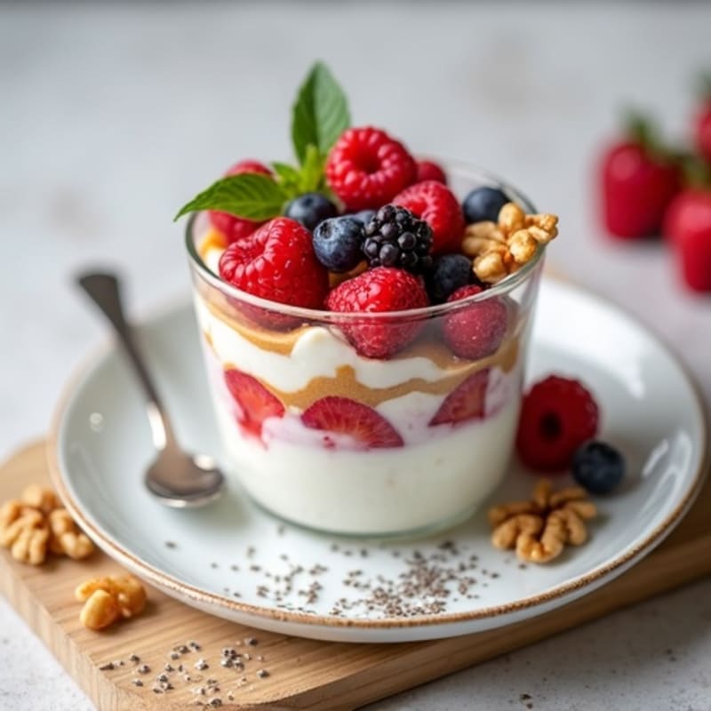 Greek Yogurt Parfait with Almond Butter and Chia Seeds