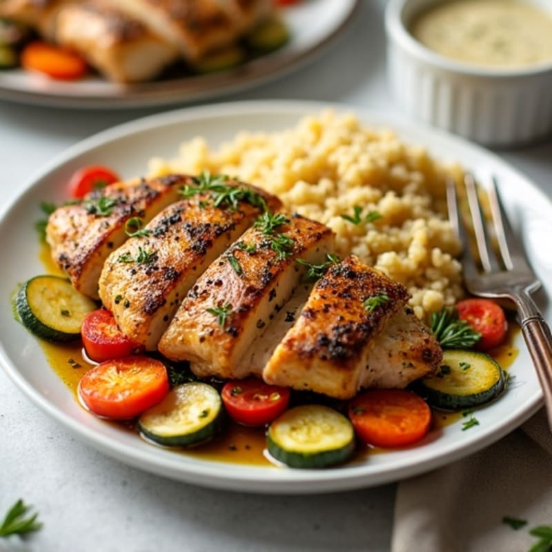 Herb-Crusted Chicken with Roasted Rainbow Vegetables