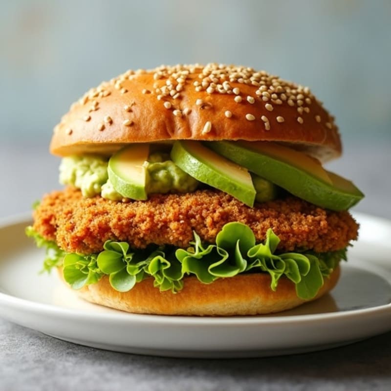 Crispy Herb-Crusted Chicken Sandwich with Avocado Spread