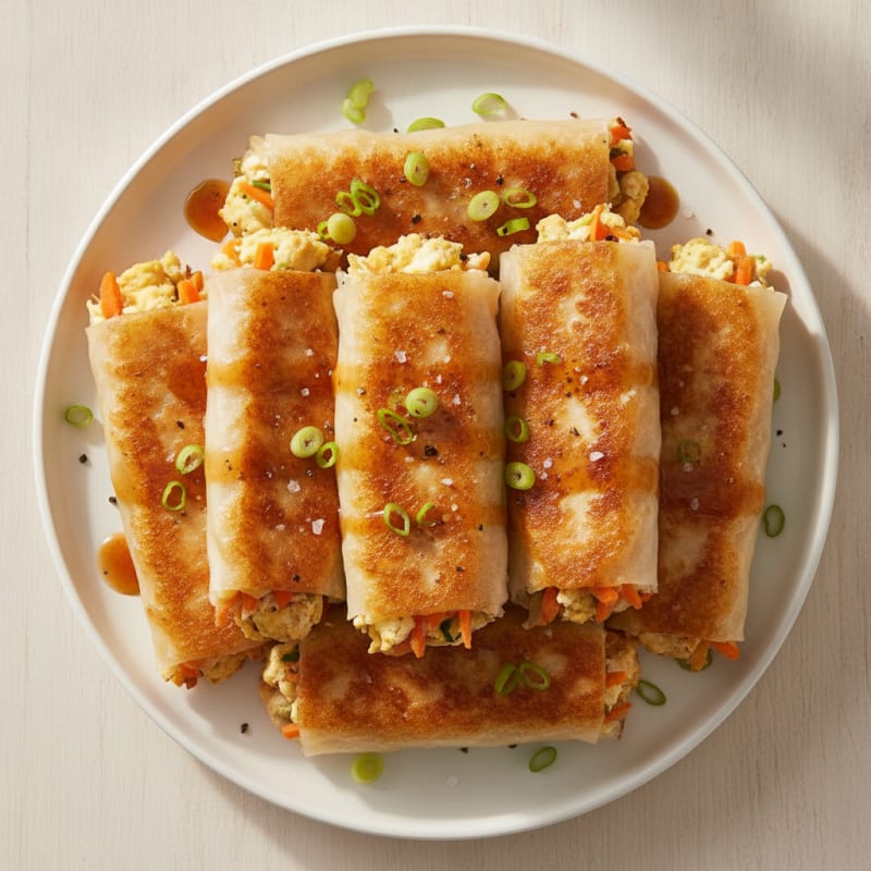 Crispy Tofu and Egg Rice Paper Rolls