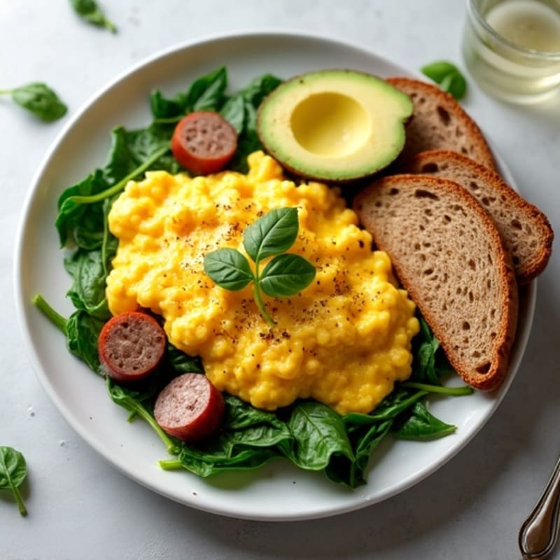 Egg White Scramble with Spinach and Turkey Sausage