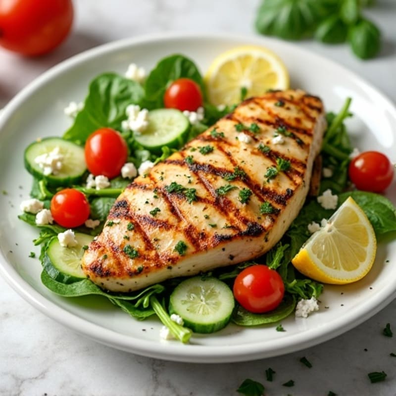 Lemon Herb Grilled Chicken and Fresh Greens Salad