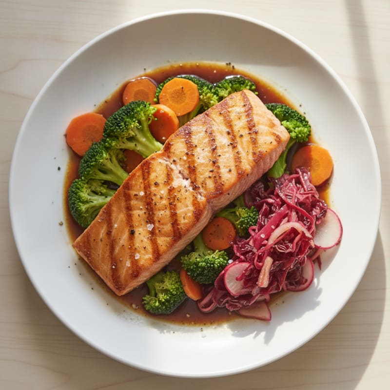 Pan-Seared Salmon with Asian Fermented Vegetables