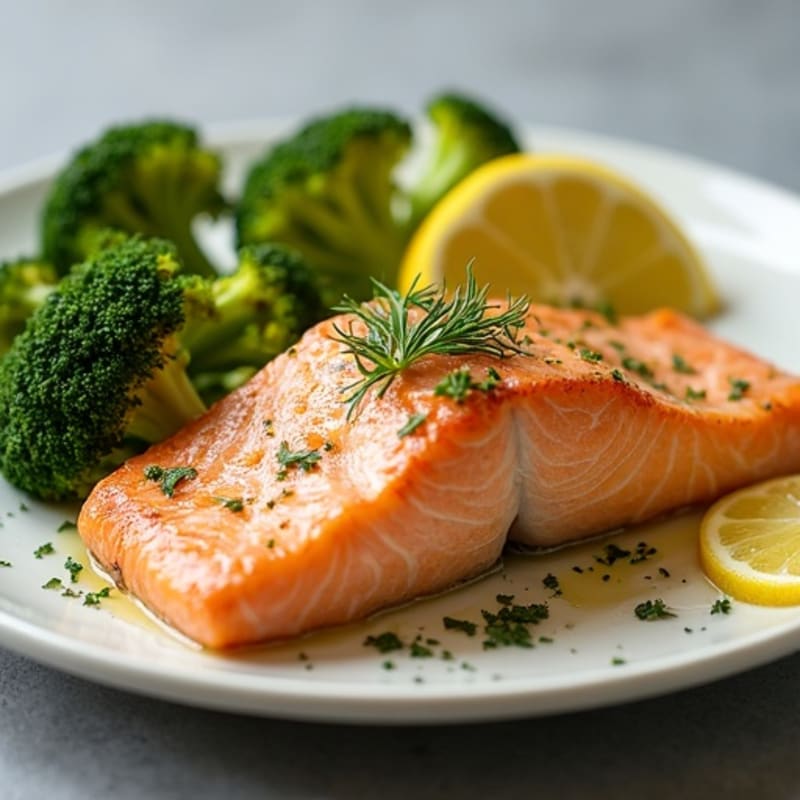Lemon Dill Baked Salmon with Roasted Broccoli