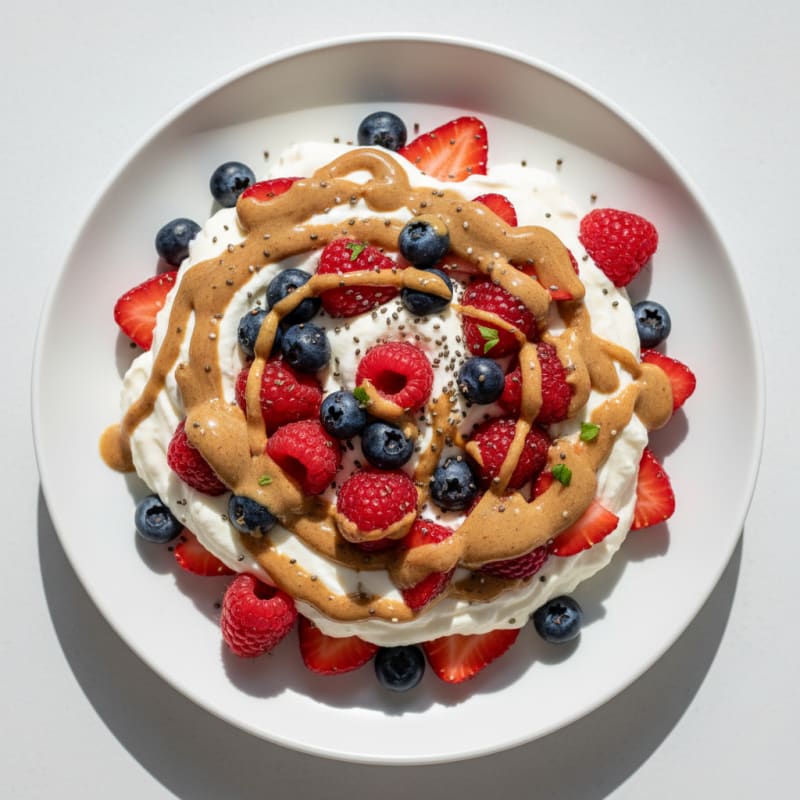 Silky Greek Yogurt Protein Mousse with Mixed Berries
