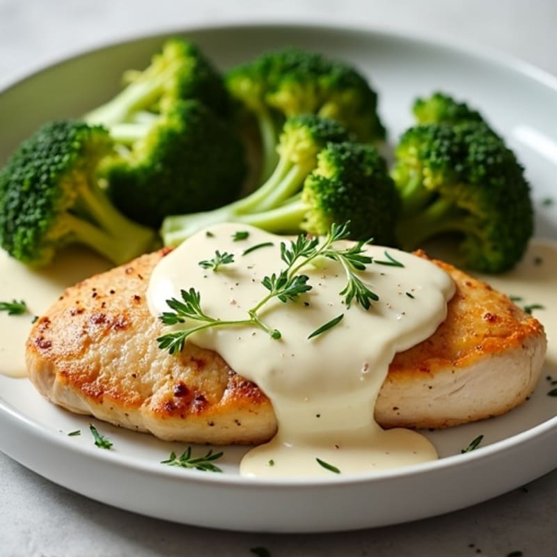 Creamy Garlic Chicken with Roasted Broccoli