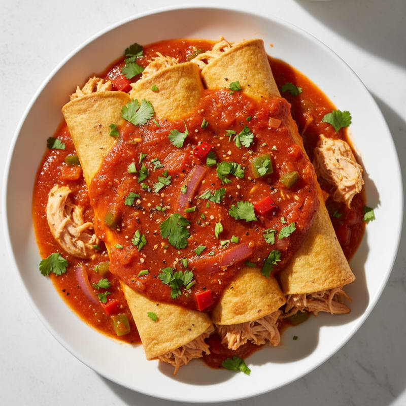 Creamy Chicken Enchiladas with Zesty Sauce