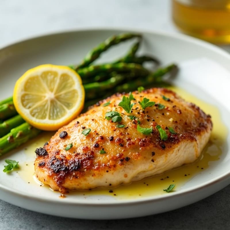 Pan-Seared Lemon Garlic Chicken with Roasted Asparagus