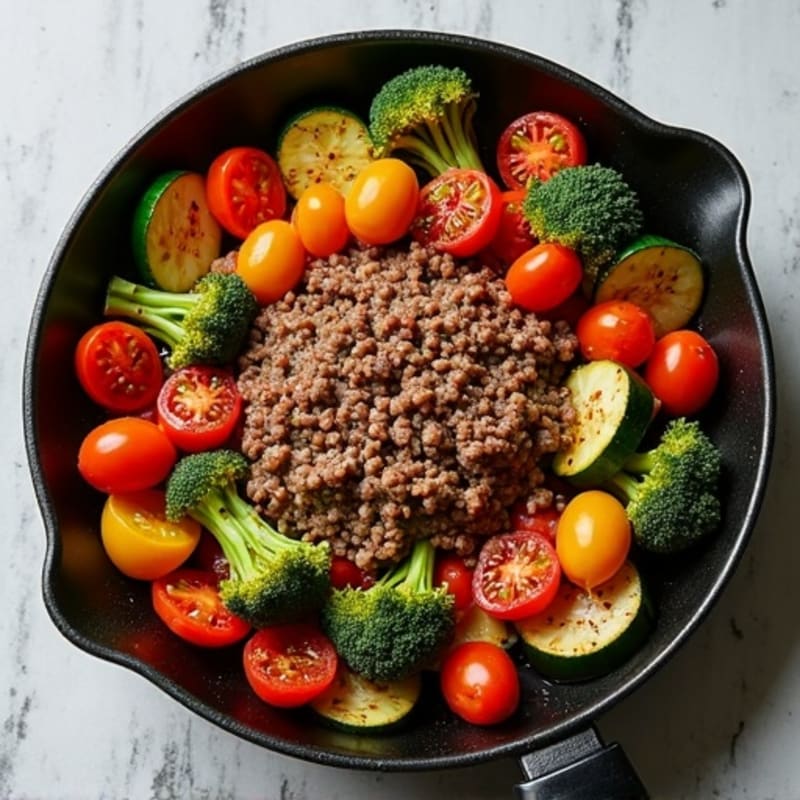 Ground Beef and Roasted Vegetable Skillet