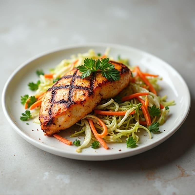 Grilled Chicken Breast with Crunchy Cabbage Slaw