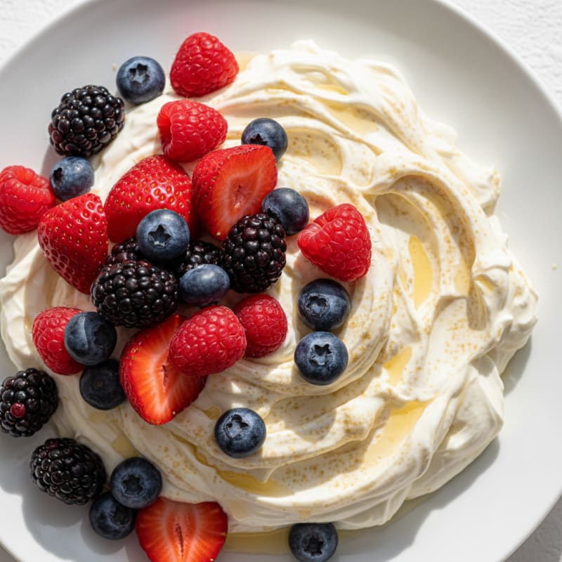 Silky Vanilla Protein Yogurt with Mixed Berries