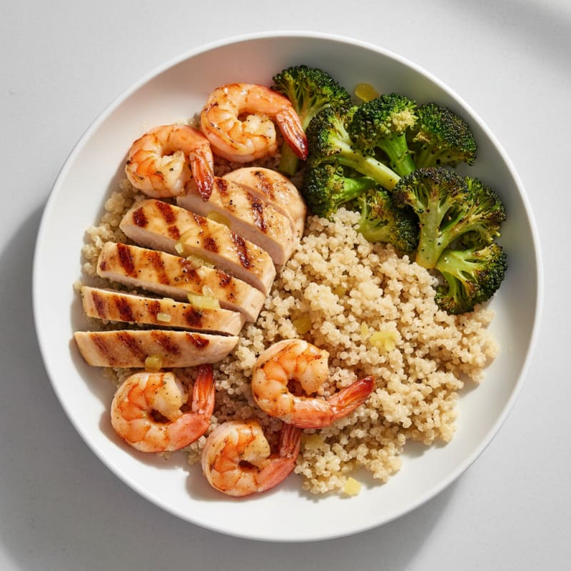 Grilled Chicken and Shrimp Quinoa Bowl