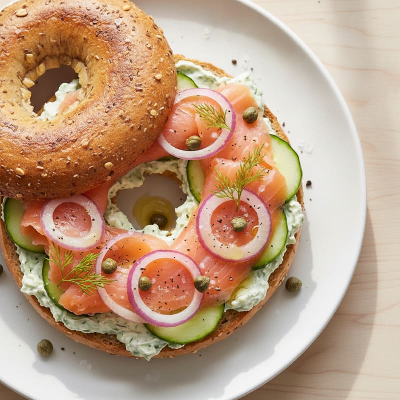 Smoked Salmon Bagel with Dill Cream Cheese