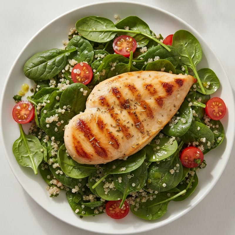 Grilled Chicken Breast with Spinach Quinoa Salad