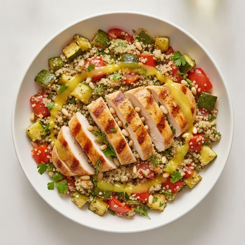Grilled Chicken and Quinoa Salad with Roasted Vegetables