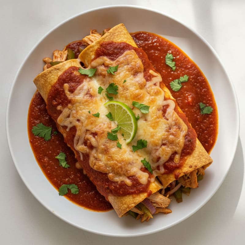 Chicken Enchiladas with Red Chili Sauce