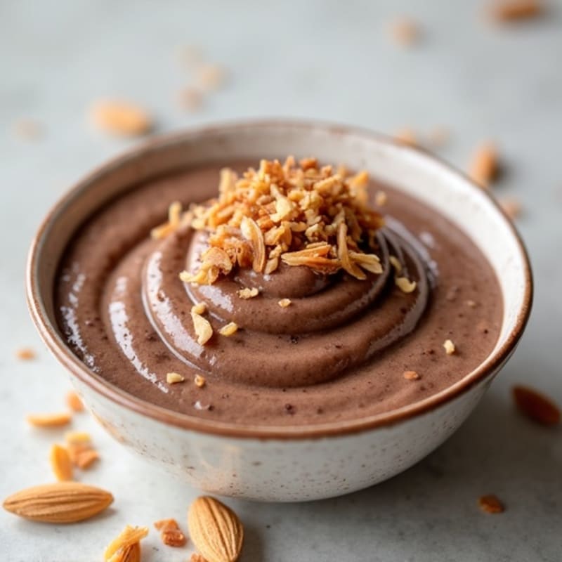 Silky Chocolate Protein Pudding with Toasted Coconut