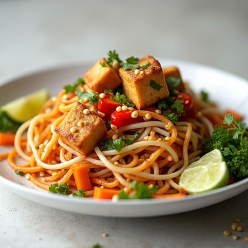 Crispy Tofu and Fresh Vegetable Pad Thai