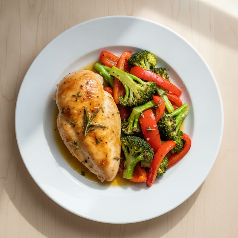 Herb-Roasted Chicken with Double Roasted Vegetables