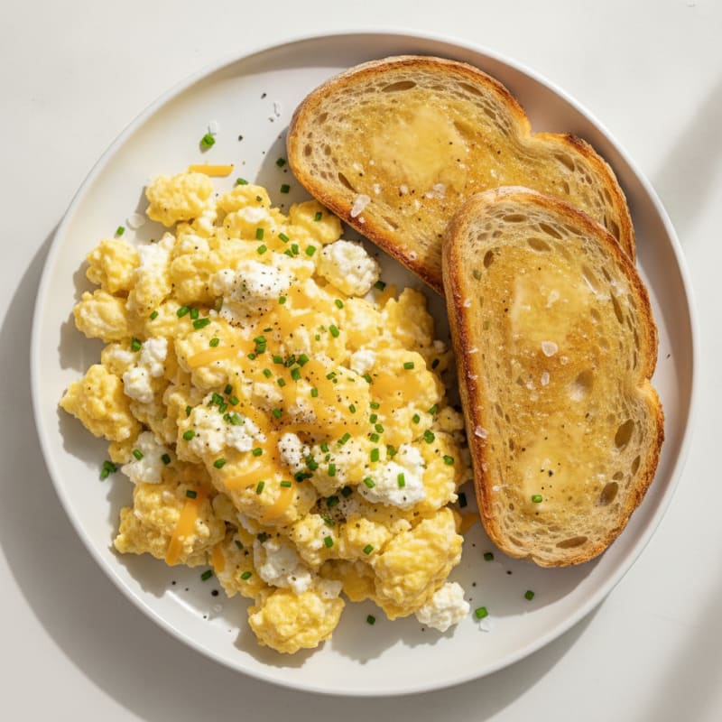 Cottage Cheese Scramble with Sourdough Toast