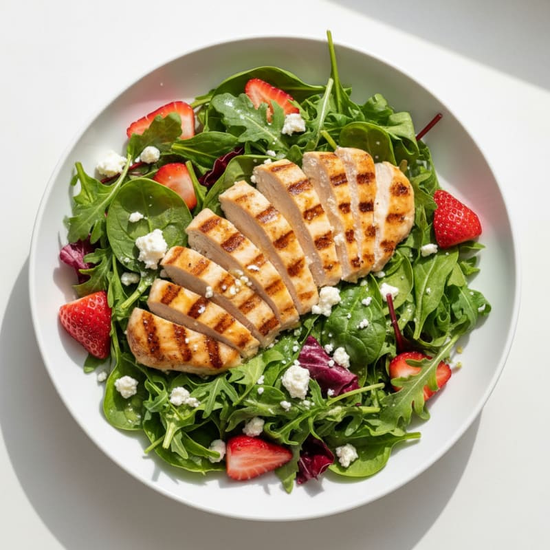 Grilled Chicken Salad with Feta and Mixed Greens