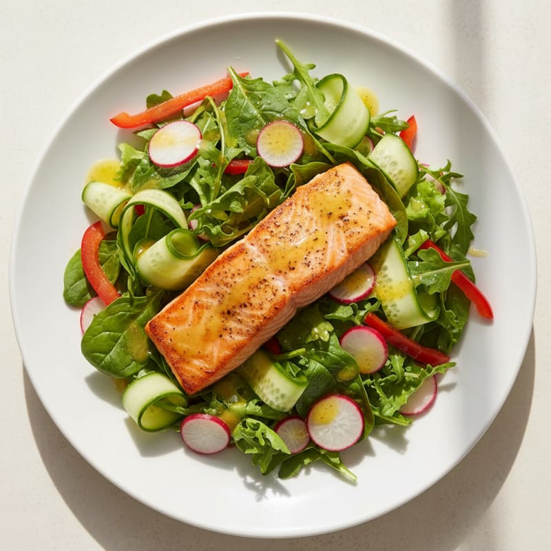Seared Salmon Salad with Crunchy Vegetables