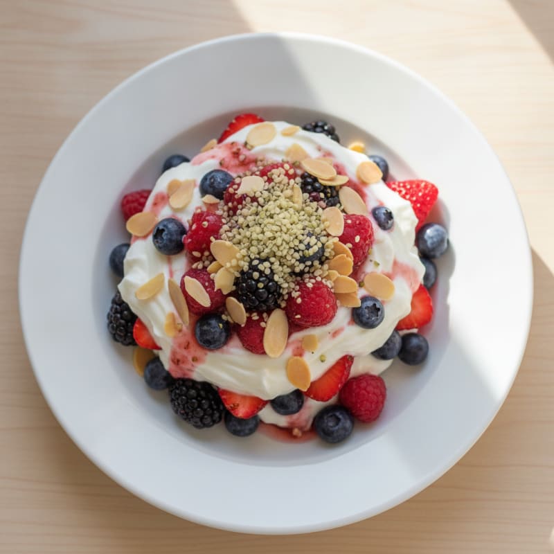 Greek Yogurt Protein Parfait with Mixed Berries
