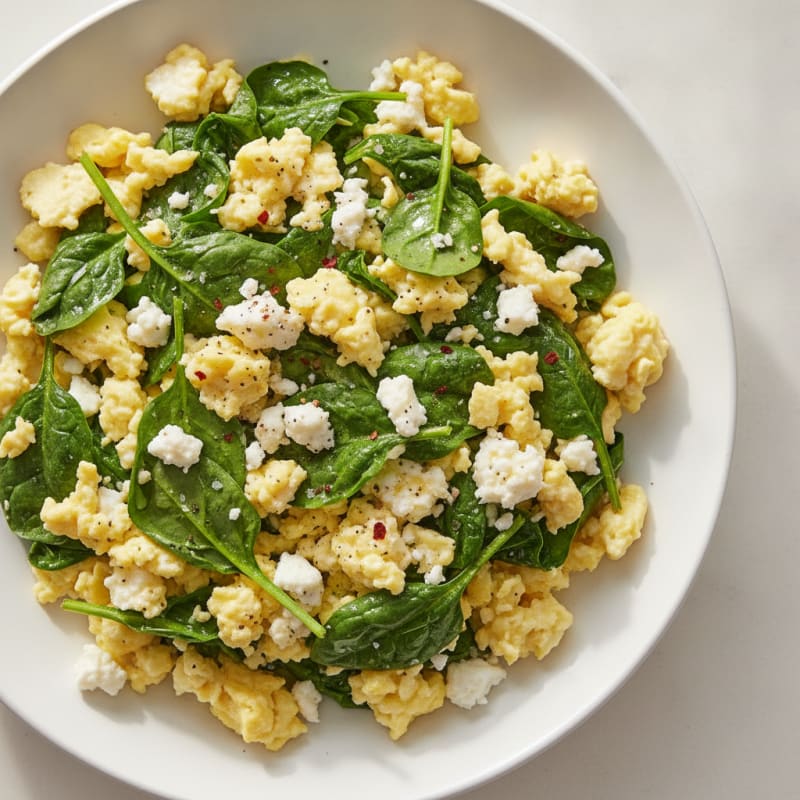 High-Protein Feta and Spinach Scramble