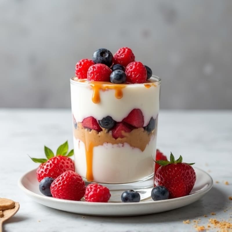 Greek Yogurt Protein Parfait with Berries and Almond Butter