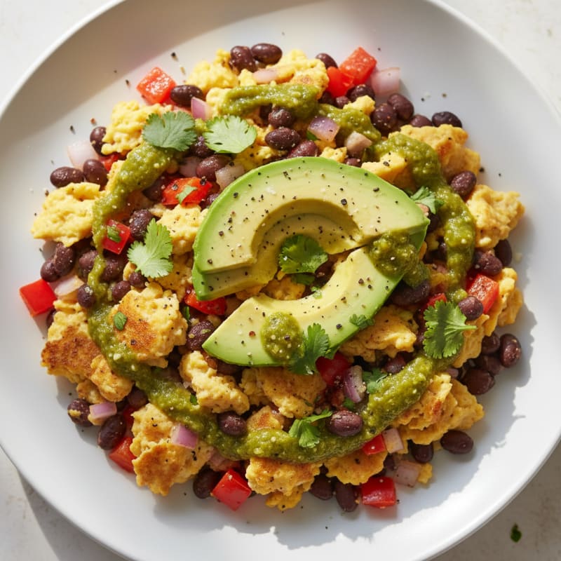 Huevos Rancheros Scramble with Avocado